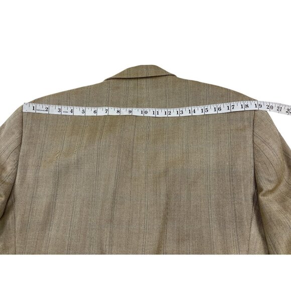 Mens Beige Striped Blazer Jacket 2-Button Single-Breasted Classic Fit Size 42R - Picture 8 of 12